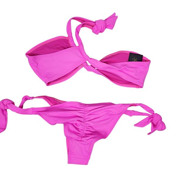 NEW Fredericks of Hollywood Laguna One Shoulder 2 Piece Bikini Set Sz 1X/2X Pink - Picture 7 of 10